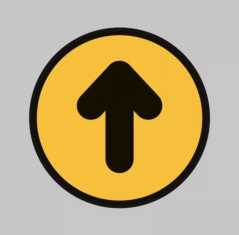 Pack of 10 Yellow / Black Arrow, Social Distance Sign - Laminated Floor Sticker