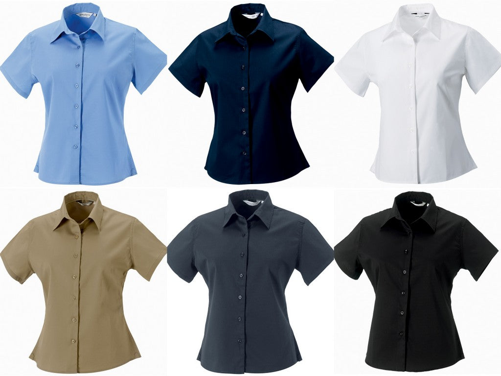 Russell Collection Women's short sleeve classic twill shirt (J917F)