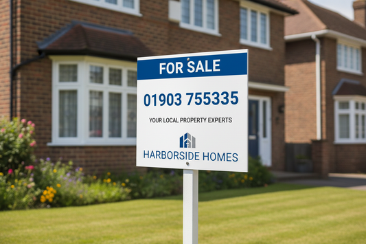 estate agent t-board with phone number 01903 755335