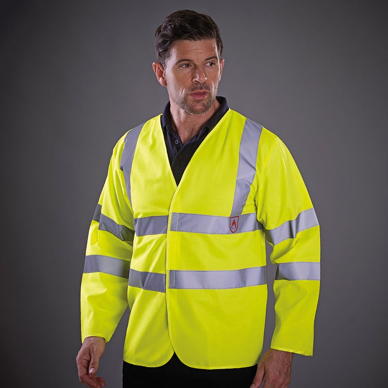 YK017 Flame-retardant hi-vis long sleeve waistcoat (HVJ200FR)