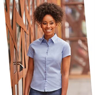 Russell Collection Women's short sleeve classic twill shirt (J917F)