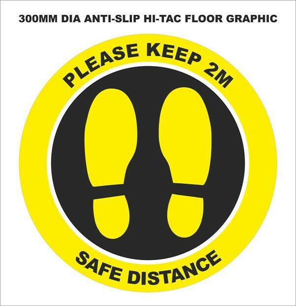 Pack of 10 Please Keep 2M, Safe Distance - Anti Slip Floor Graphic ...