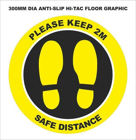 Pack of 10 Please Keep 2M, Safe Distance - Anti Slip Floor Graphic