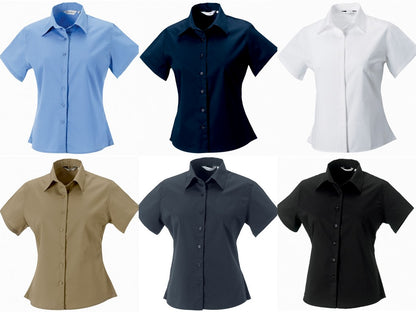Russell Collection Women's short sleeve classic twill shirt (J917F)