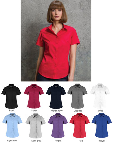 Womens Poplin Shirt - Short Sleeve (KK241)