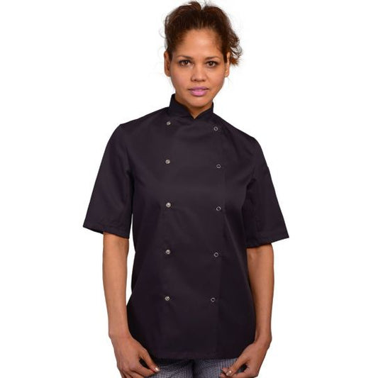 Denny's AFD White S/S Chefs Jacket with Press Studs
