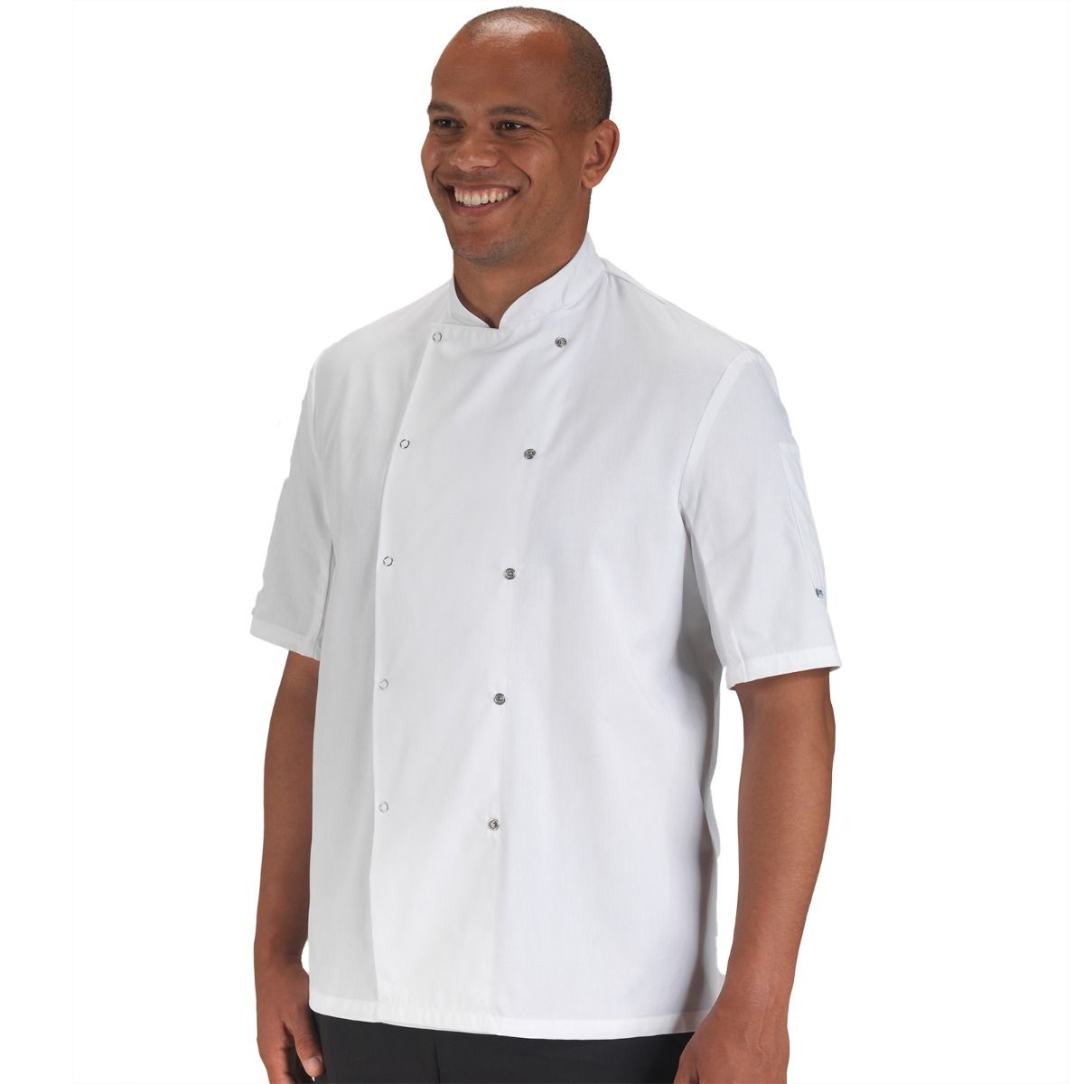 Denny's AFD White S/S Chefs Jacket with Press Studs