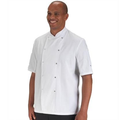 Denny's AFD White S/S Chefs Jacket with Press Studs