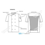 Denny's AFD White S/S Chefs Jacket with Press Studs