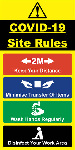 COVID-19 Safety Site Rules Sign - rigid board